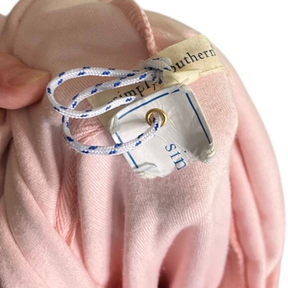 Simply Southern Terry Cloth Hoodie Pastel Pink Purple Colorblock Sweater NWT S - Picture 13 of 14